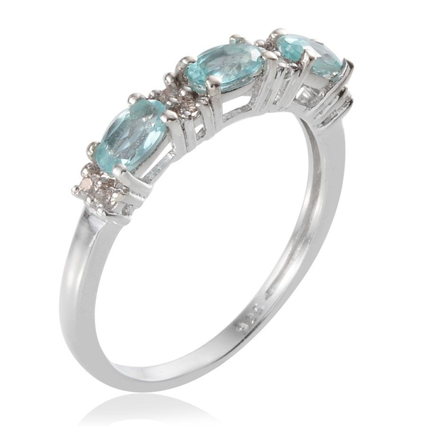Paraibe Apatite (Ovl), White Topaz Ring in Platinum Overlay Sterling Silver 1.750 Ct.