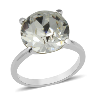 J Francis  Crystal Solitaire Ring in Rhodium Plated Sterling Silver