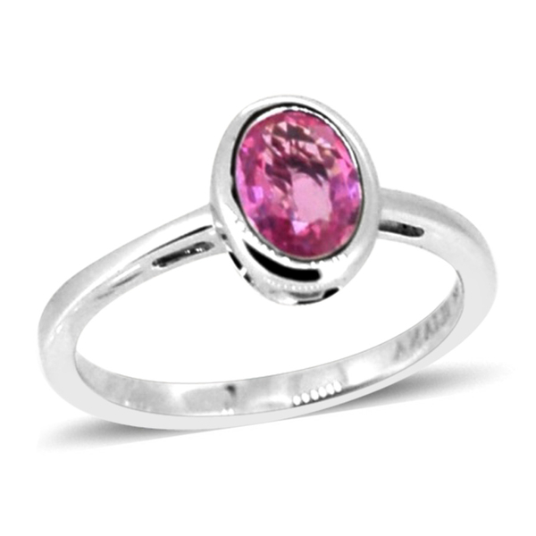 ILIANA 18K White Gold AAA Pink Sapphire (Ovl) Solitaire Ring 1.000 Ct.