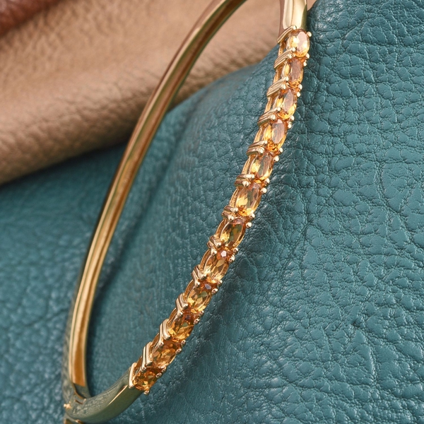 Citrine (Ovl) Bangle (Size 7.5) in ION Plated 18K Yellow Gold Bond 2.750 Ct.