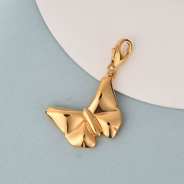 High Finish Plain Butterfly Charm in Gold Plated Sterling Silver