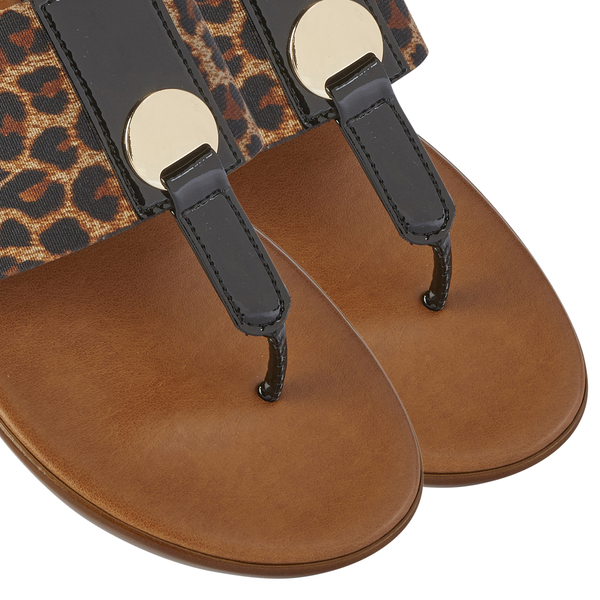 Lotus Arna Leopard-Print Slip-On Toe-Post Sandals (Size 3)