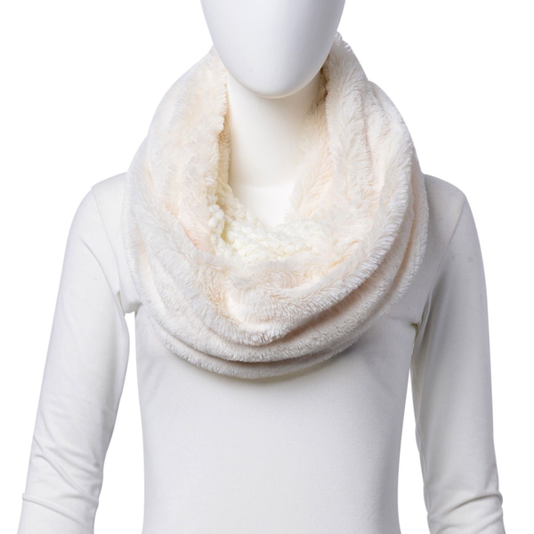 Double Layered Infinity White Colour Scarf (Size 20X80 Cm)
