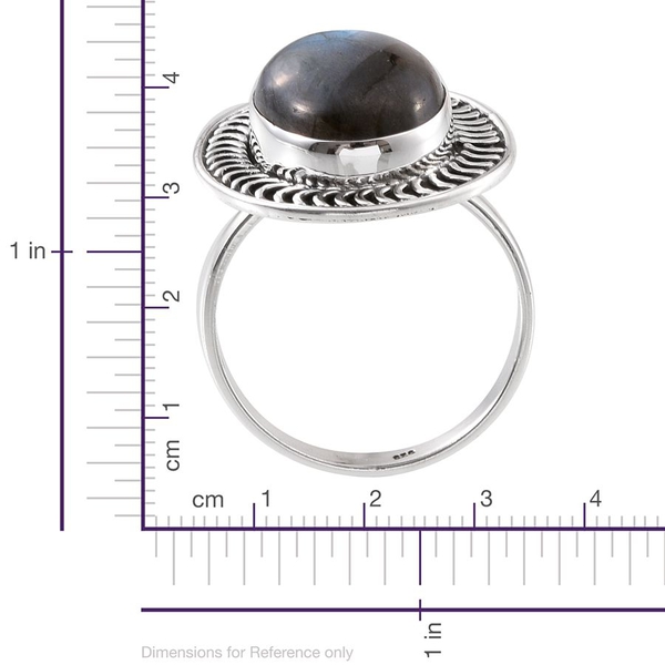 Designer Inspired Labradorite (Ovl) Solitaire Ring in Sterling Silver 8.330 Ct