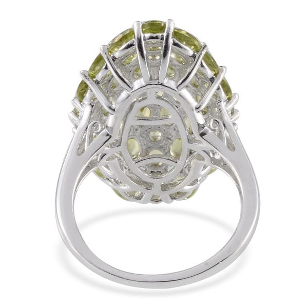AA Hebei Peridot (Ovl) Cluster Ring in Platinum Overlay Sterling Silver 6.300 Ct.