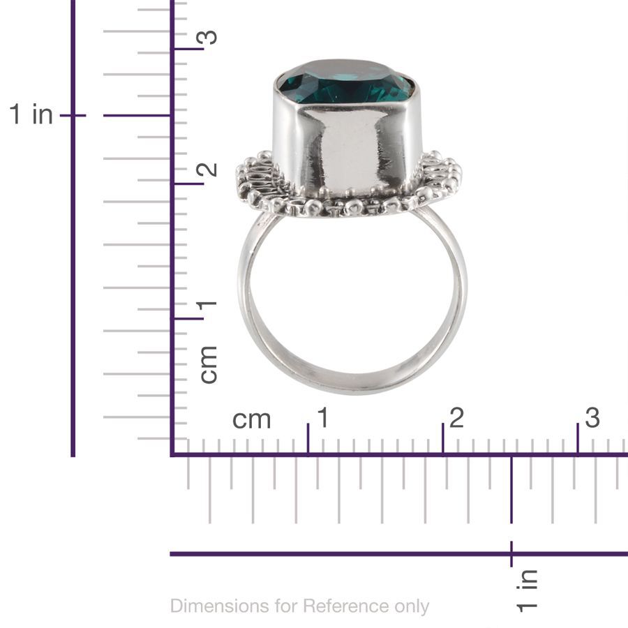 Jewels of India Capri Blue Quartz (Cush) Solitaire Ring in Sterling Silver 10.360 Ct.