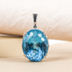 Blue Topaz and Natural Cambodian Zircon Pendant in Platinum Overlay Sterling Silver 36.28 Ct, Silver Wt. 7.40 Gms