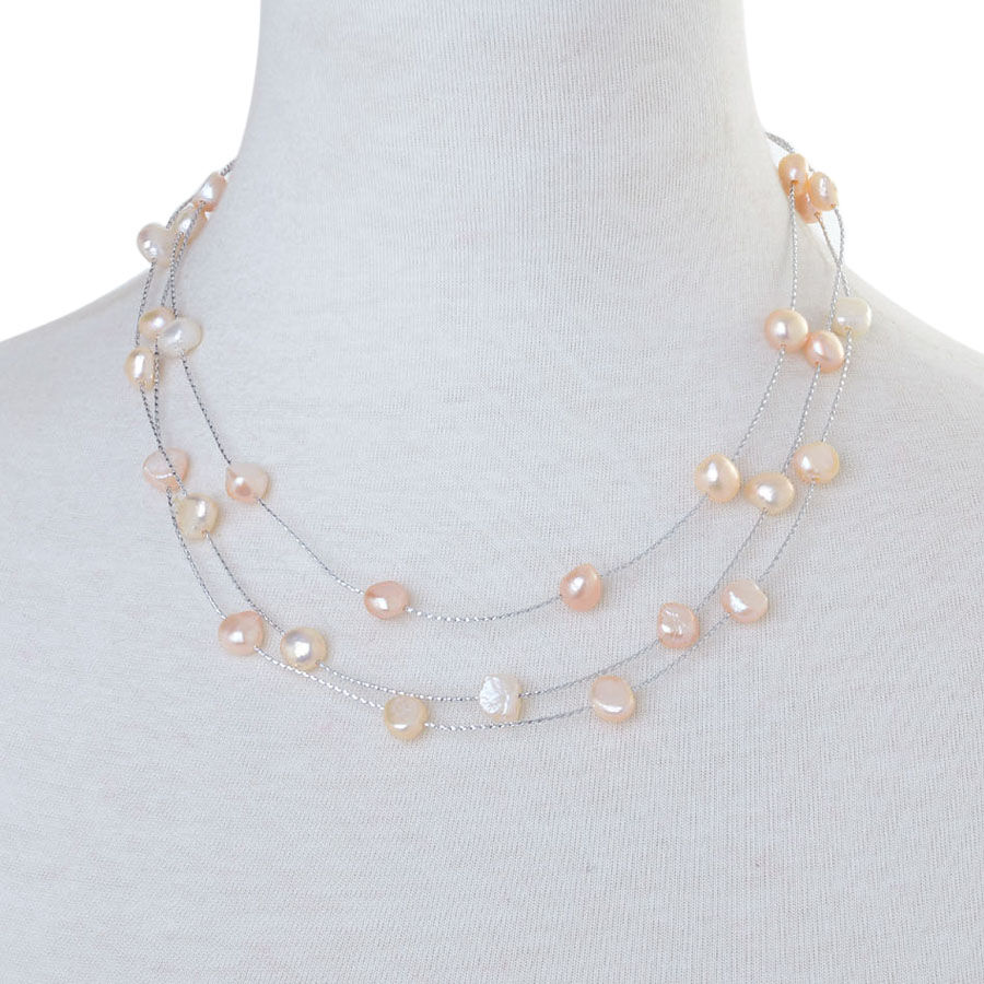 Freshwater Pink Pearl Necklace (Size 18) in Sterling Silver