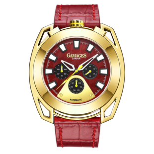 GAMAGES OF LONDON Limited Edition Hand Assembled Stature Automatic Movement Watch - Red and Golden