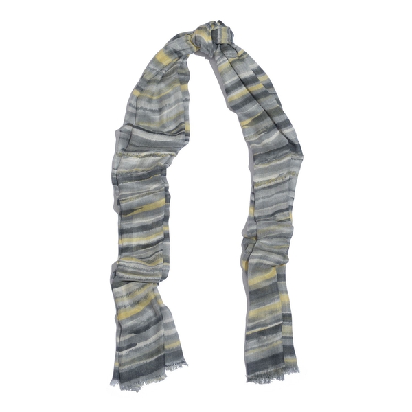 100% Viscose Grey and Multi Colour Printed Scarf (Size 180x55 Cm)