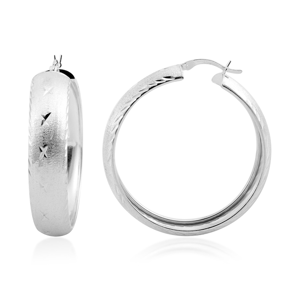 Sterling Silver Diamond Cut Hoop Earrings (with Clasp Lock), Silver wt. 5.80 Gms.