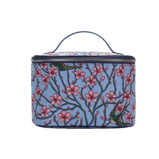 Signare Tapestry Blossom and Swallow Pattern Vanity Bag  {Size 14X22X15 Cm) - Light Blue