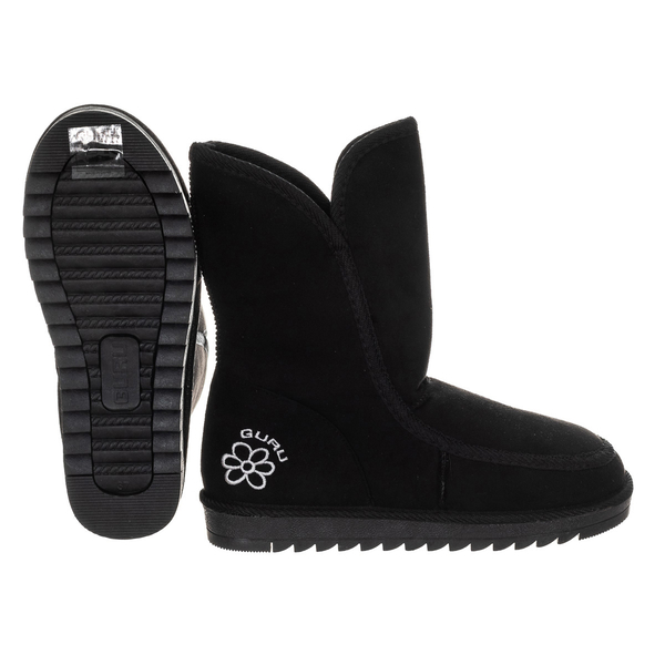 GURU Womens Winter Fluffy Ankle Boots (Size 3) - Black