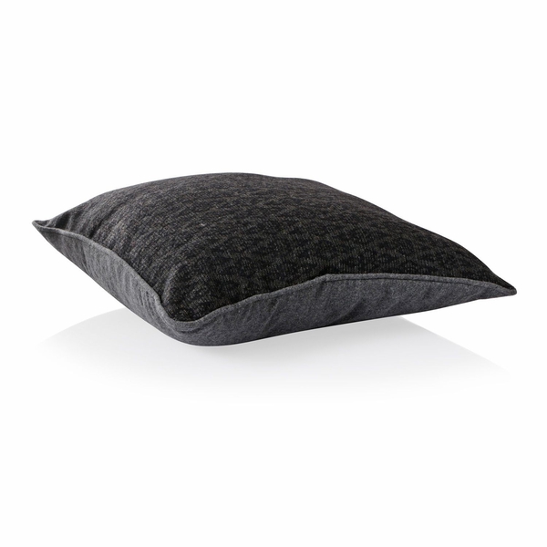 55% Wool Grey and Black Colour Jacquard Cushion (Size 43x43 Cm)