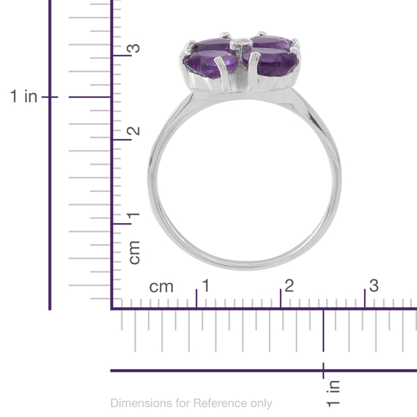 Amethyst (Hrt), White Topaz Floral Ring in Sterling Silver 2.500 Ct.