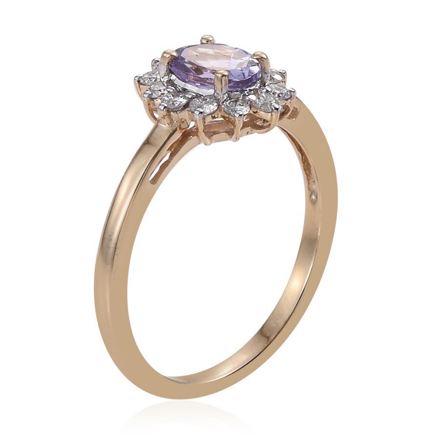 14K Y Gold Rare Natural Pink Tanzanite (Ovl 0.85 Ct), Diamond Ring 1.150 Ct.