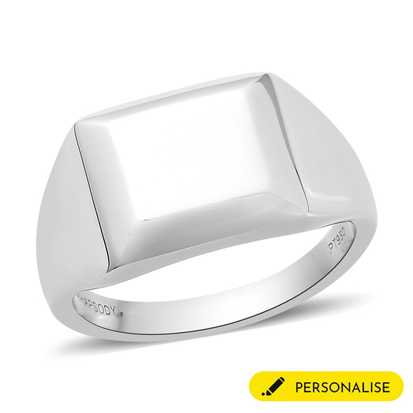 Personalised Engravable RHAPSODY 950 Platinum Signet Ring, Platinum wt. 9.40 Gms