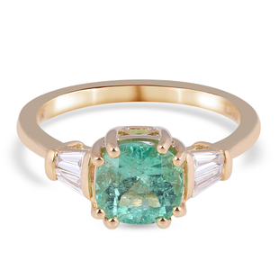 ILIANA 18K Yellow Gold AAAA Boyaca Colombian Emerald and Diamond (SI/G-H) Ring 1.75 Ct.
