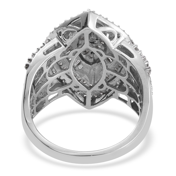 Diamond (Rnd) Ring in Platinum Overlay Sterling Silver 1.020 Ct.