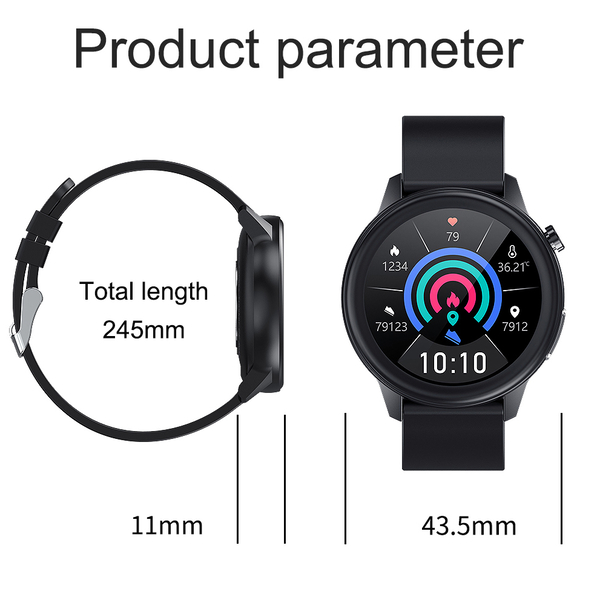 SoulSmart Health Tracker Watch (1.3 inch HD Display) with 2 Straps Includes ECG, Body Temp, Respiration Rate and Sleep Monitoring Functions - Black & Blue