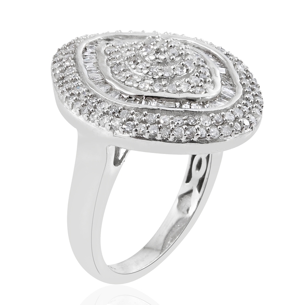 Diamond (Rnd) Ring in Platinum Overlay Sterling Silver 1.000 Ct. Silver wt 5.07 Gms. Number of Diamonds 199
