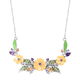 Jardin Collection - Yellow Mother of Pearl, Citrine and Multi Gemstone Enamelled Floral Necklace (Si