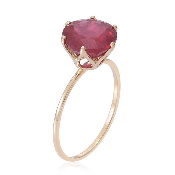 9K Y Gold African Ruby (Rnd) Solitaire Ring 4.000 Ct.