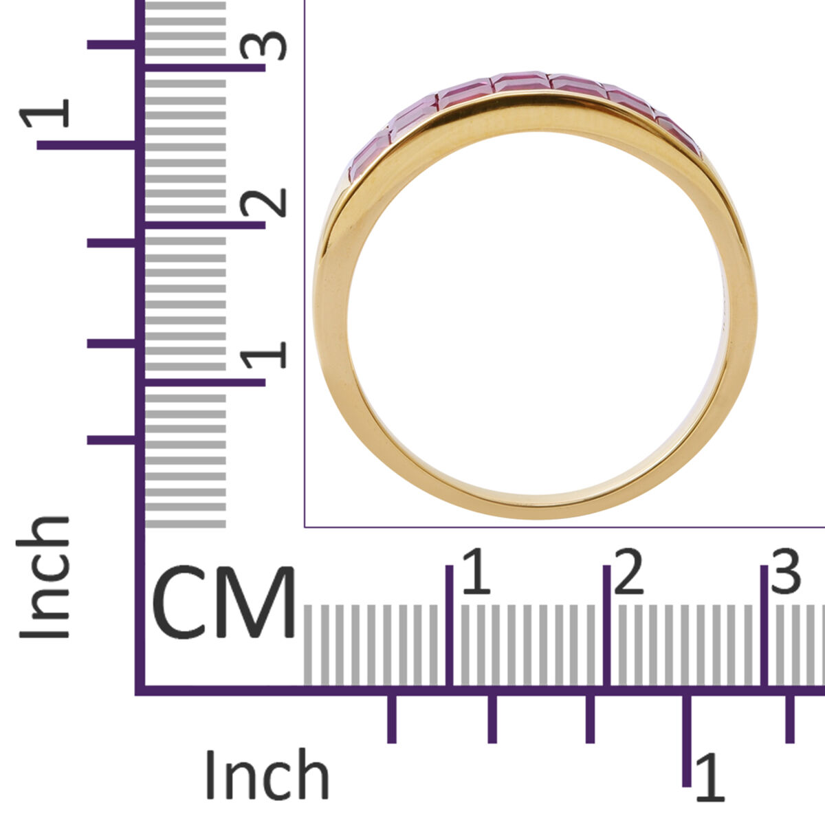 ILIANA 3 Carat AAAA Ruby Half Eternity Band Ring in 18K Gold 5.60 gms