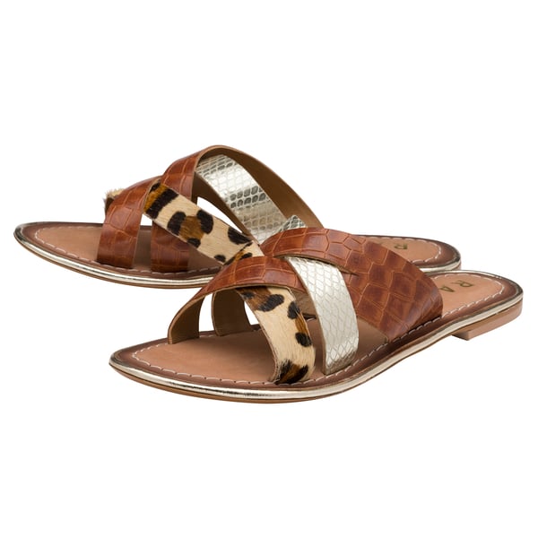 RAVEL Tan Heddon Leather Mule Sandals (Size 3)