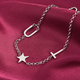 Personalised Two Alphabet + Star, Name Bracelet in Silver, Size - 7.5 Inch