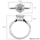 Moissanite (120 Faceted) Moissanite Solitaire Ring in Rhodium Overlay Sterling Silver 2.00 Ct.