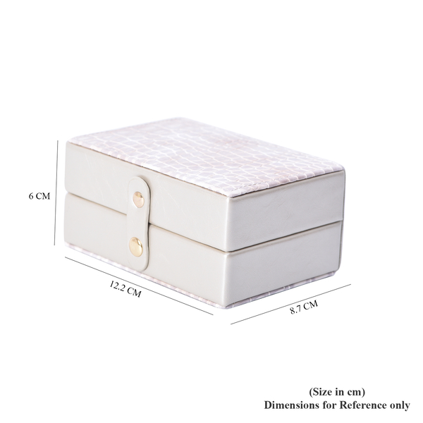Portable Croc Skin Pattern Jewellery Box with Button Closure (Size 12x9x6Cm) - Silver
