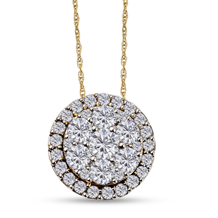 14K Yellow Gold Diamond (SI-I2/G-H) Pendant with Chain (Size 18) 1.52 Ct.