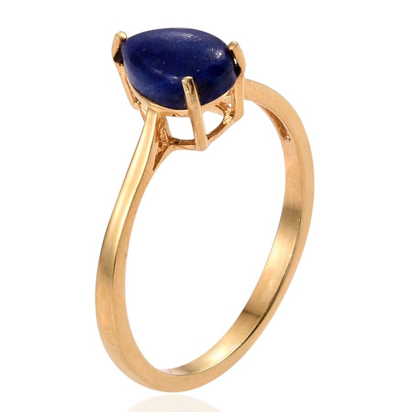 Lapis Lazuli (Pear) Solitaire Ring, Pendant and Stud Earrings (with Push Back) in 14K Gold Overlay Sterling Silver 6.000 Ct.