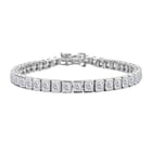 Moissanite Bracelet (Size - 7.5) in Rhodium Overlay Sterling Silver 14.00 Ct, Silver Wt. 12.75 Gms