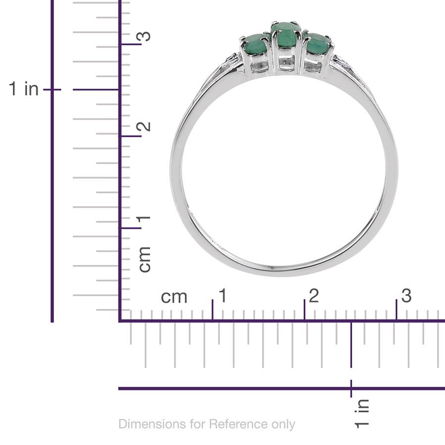 Brazilian Sakota Emerald (Ovl) 3 Stone Ring in Platinum Overlay Sterling Silver 0.500 Ct.