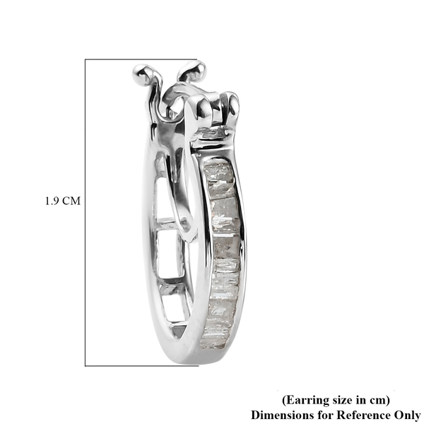 Diamond Hoop Earrings (with Clasp) in Platinum Overlay Sterling Silver 0.25 Ct.