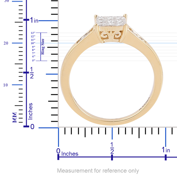 ILIANA 18K Yellow Gold 0.50 Carat Diamond Princess Ring Invisible Setting IGI Certified SI G-H.