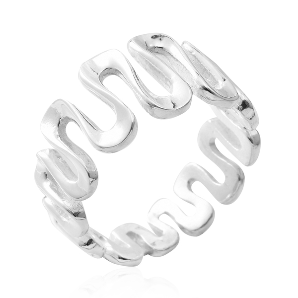 Designer Inspired-Sterling Silver Wavy Ring, Silver wt 5.40 Gms
