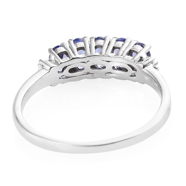 Tanzanite (Ovl), Diamond Ring in Platinum Overlay Sterling Silver 1.350 Ct.