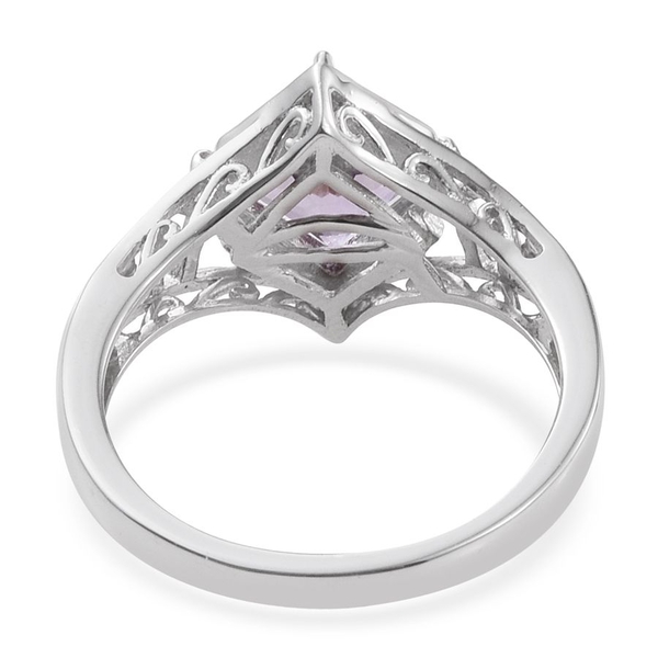 Stefy Rose De France Amethyst (Sqr 2.00 Ct), Pink Sapphire Ring in Platinum Overlay Sterling Silver 2.050 Ct.