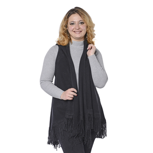Close Out Deal- Knit Hooded Vest with Tassels (Size 52x85cm)