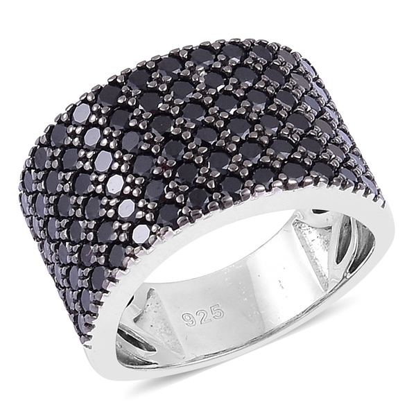 Boi Ploi Black Spinel Cluster Ring in Black Rhodium Plated Sterling Silver 2.900 Ct. Silver wt 6.52 