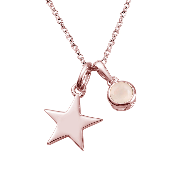 White Moonstone 2 Pcs Pendant with Chain (Size 20) with Lobster Clasp in Rose Gold Overlay Sterling 