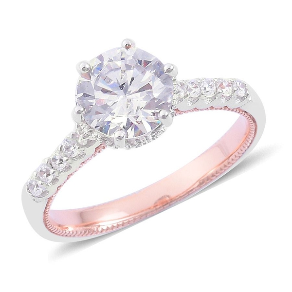 ELANZA AAA Simulated White Diamond Ring in Rose Gold Overlay Sterling Silver