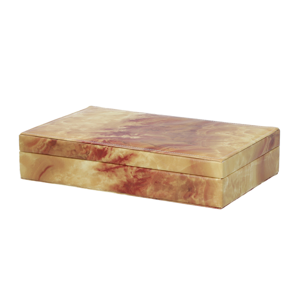 Stylish and Portable Marble Pattern Jewellery Box (Size 29x18.5x5.5Cm) - Yellow & Brown