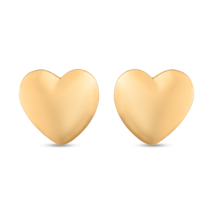 14K Gold Overlay Sterling Silver Heart Stud Earrings (with Push Back)