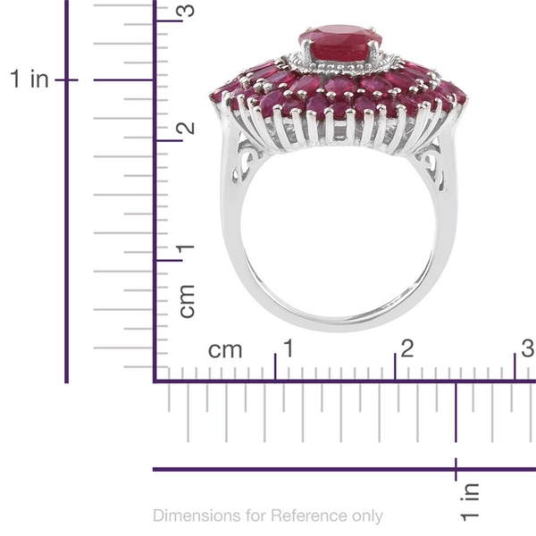 African Ruby (Ovl 2.50 Ct) Flower Ring in Platinum Overlay Sterling Silver 8.000 Ct.