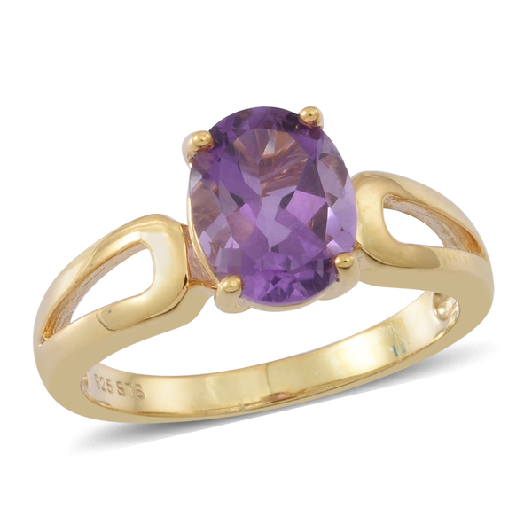 Amethyst (Ovl) Solitaire Ring in Yellow Gold Overlay Sterling Silver 2.250 Ct.