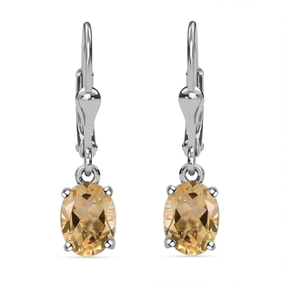2.25 Ct Citrine Solitaire Drop Earrings in Platinum Plated Sterling Silver